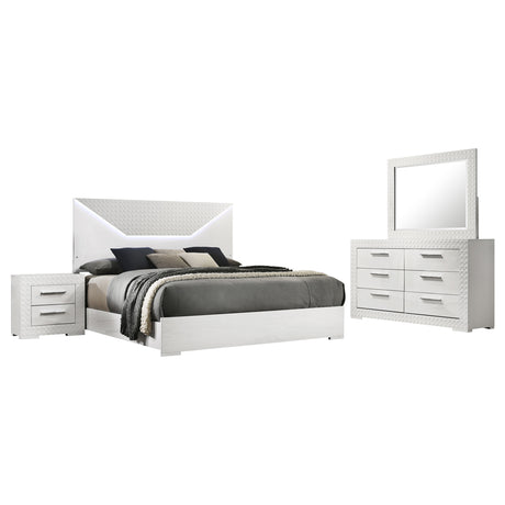 Ives White High Gloss 4-piece Eastern King Bedroom Set - Ornate Home