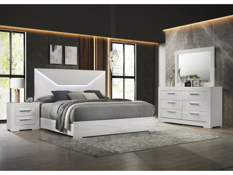 Ives White High Gloss 4-piece Queen Bedroom Set - Ornate Home