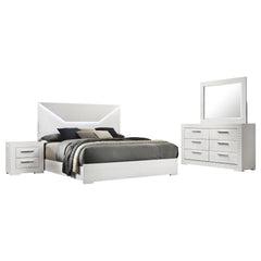 Ives White High Gloss 4-piece Queen Bedroom Set - Ornate Home