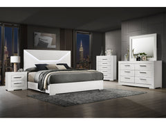 Ives White High Gloss 5-piece Eastern King Bedroom Set - Ornate Home