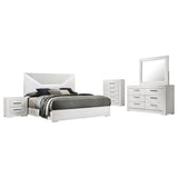 Ives White High Gloss 5-piece Eastern King Bedroom Set - Ornate Home