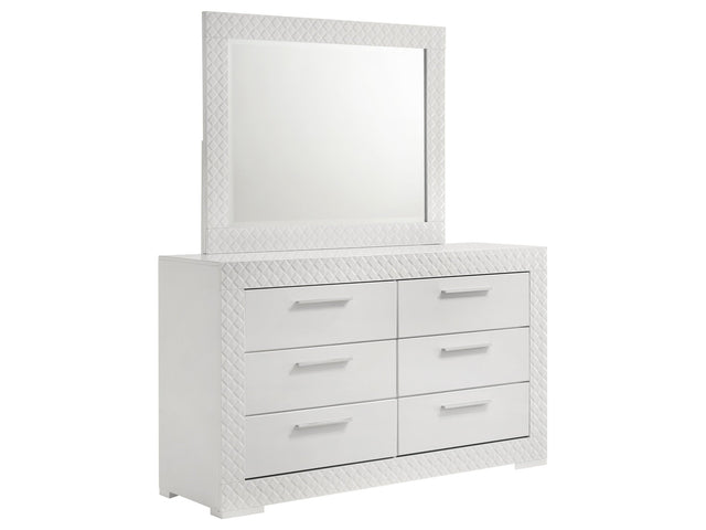 Ives White High Gloss Dresser and Mirror - Ornate Home