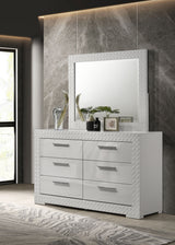 Ives White High Gloss Dresser and Mirror - Ornate Home