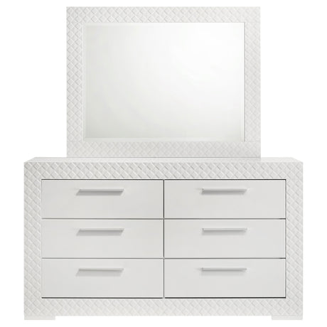 Ives White High Gloss Dresser and Mirror - Ornate Home
