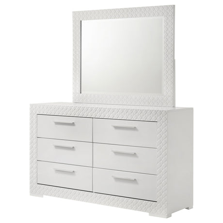 Ives White High Gloss Dresser and Mirror - Ornate Home