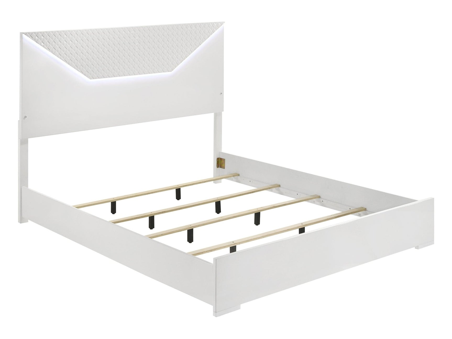 Ives White High Gloss Eastern King Panel Bed - Ornate Home