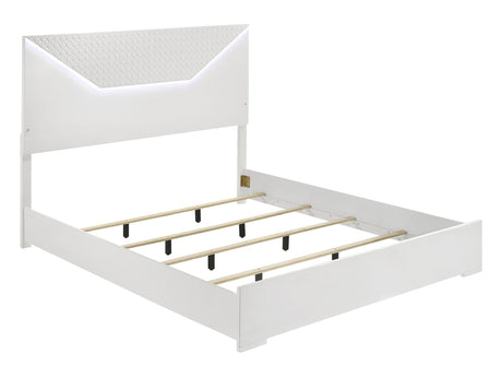 Ives White High Gloss Eastern King Panel Bed - Ornate Home