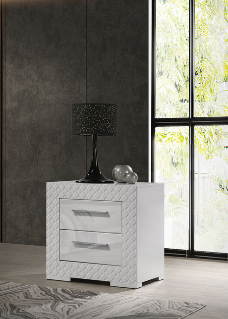 Ives White High Gloss Nightstand - Ornate Home