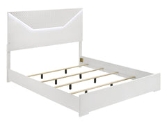 Ives White High Gloss Queen Panel Bed - Ornate Home
