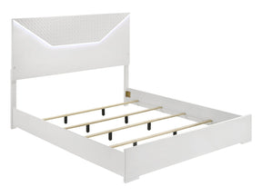 Ives White High Gloss Queen Panel Bed - Ornate Home
