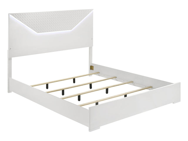 Ives White High Gloss Queen Panel Bed - Ornate Home