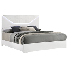 Ives White High Gloss Queen Panel Bed - Ornate Home