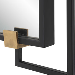 Ivey Black/Gold Rectangle Industrial Mirror - Ornate Home