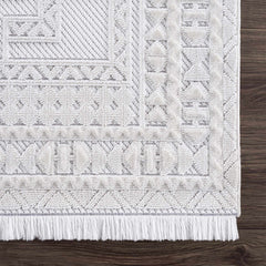 Ivory Alya 3D Medallion Fringe @Area Rug - Clearance - Ornate Home
