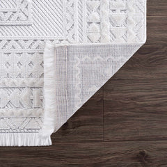 Ivory Alya 3D Medallion Fringe @Area Rug - Clearance - Ornate Home