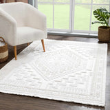 Ivory Alya 3D Medallion Fringe @Area Rug - Clearance - Ornate Home