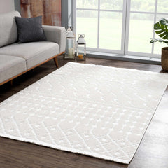 Ivory Beil 3D Fringe Area Rug - Clearance - Ornate Home
