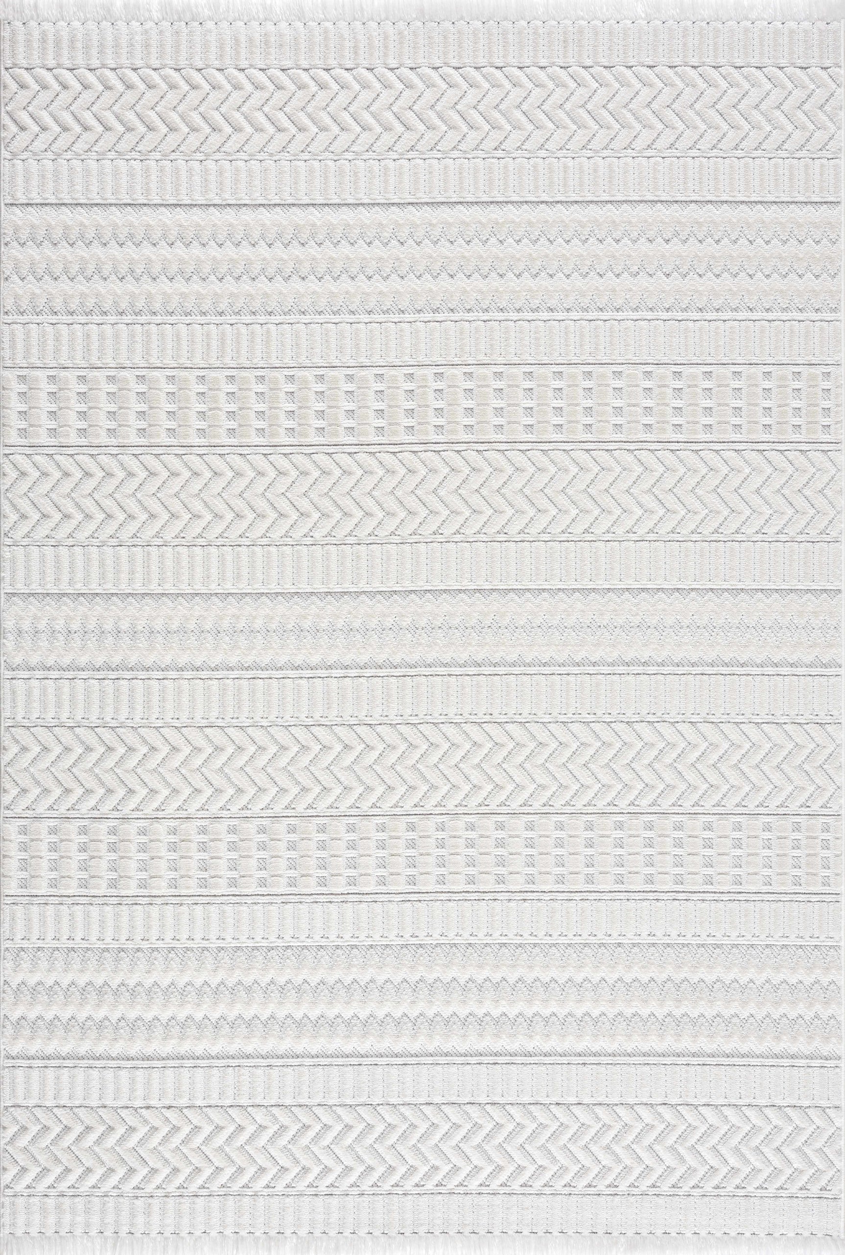 Ivory Cira Textured Trellis Fringe Area Rug - Clearance - Ornate Home
