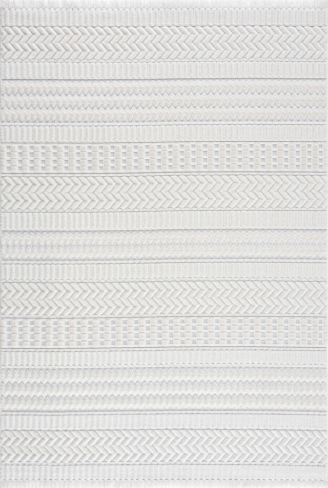 Ivory Cira Textured Trellis Fringe Area Rug - Clearance - Ornate Home