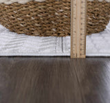 Ivory Cira Textured Trellis Fringe Area Rug - Clearance - Ornate Home