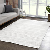 Ivory Cira Textured Trellis Fringe Area Rug - Clearance - Ornate Home