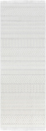 Ivory Cira Textured Trellis Fringe Area Rug - Clearance - Ornate Home