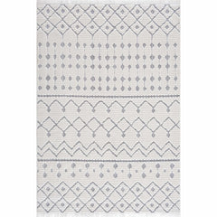 Ivory Gray Beil Textured Trellis Fringe Area Rug - Clearance - Ornate Home