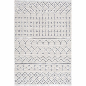 Ivory Gray Beil Textured Trellis Fringe Area Rug - Clearance - Ornate Home