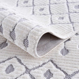 Ivory Gray Beil Textured Trellis Fringe Area Rug - Clearance - Ornate Home