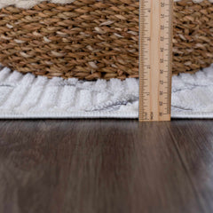 Ivory Gray Beil Textured Trellis Fringe Area Rug - Clearance - Ornate Home