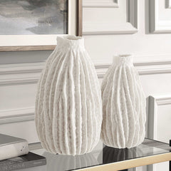 Ivory Ridge White Vases (Set of 2) - Ornate Home