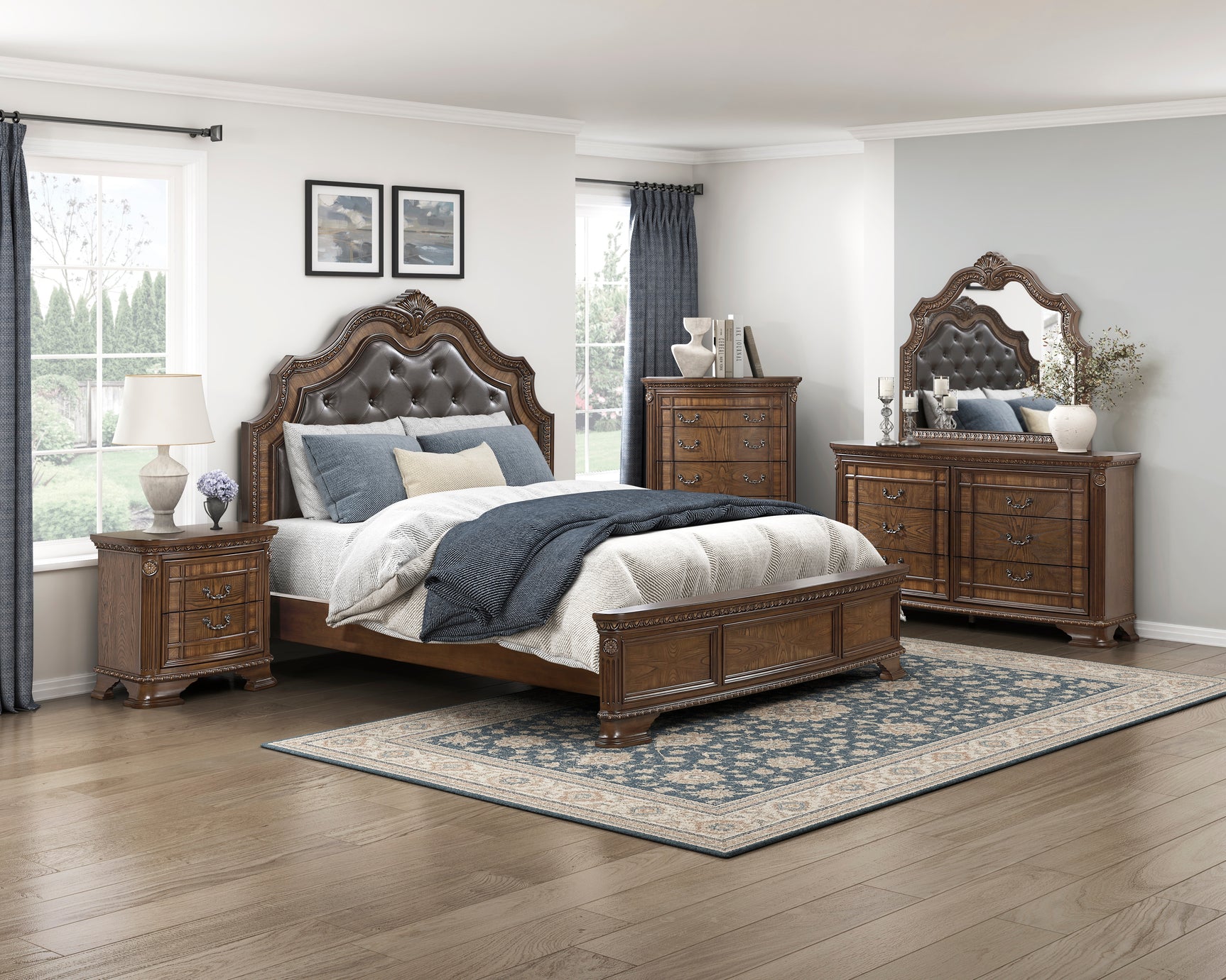 Ivoura Warm Walnut Mirror - Ornate Home