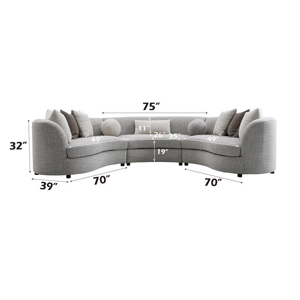 Ivria Gray Sectional Sofa W/9 Pillows - Ornate Home