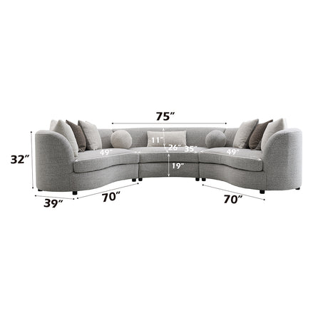 Ivria Gray Sectional Sofa W/9 Pillows - Ornate Home