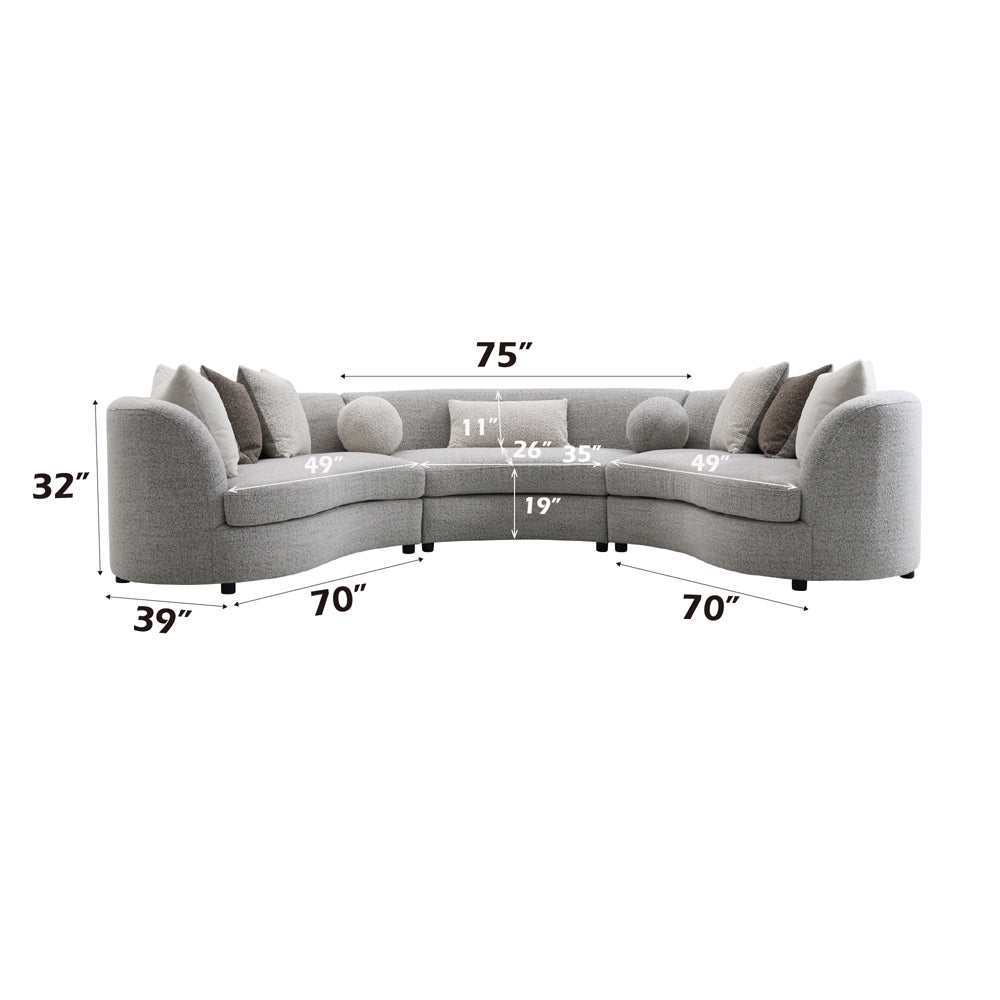 Ivria Gray Sectional Sofa W/9 Pillows - Ornate Home