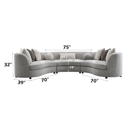 Ivria Gray Sectional Sofa W/9 Pillows - Ornate Home