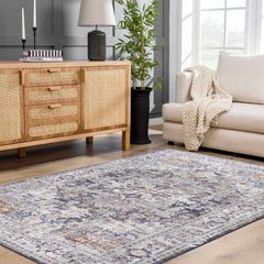 Ivria Navy & Rust Area Rug - Ornate Home
