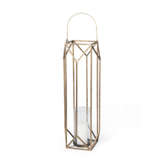 Ivy Gold Large Metal Geometric Cage Candle Holder Lantern - Ornate Home
