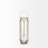 Ivy Gold Small Metal Geometric Cage Candle Holder Lantern - Ornate Home