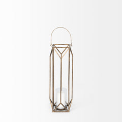 Ivy Gold Small Metal Geometric Cage Candle Holder Lantern - Ornate Home