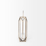 Ivy Gold Small Metal Geometric Cage Candle Holder Lantern - Ornate Home