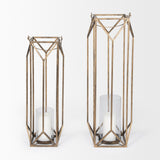 Ivy Gold Small Metal Geometric Cage Candle Holder Lantern - Ornate Home