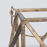 Ivy Gold Small Metal Geometric Cage Candle Holder Lantern - Ornate Home