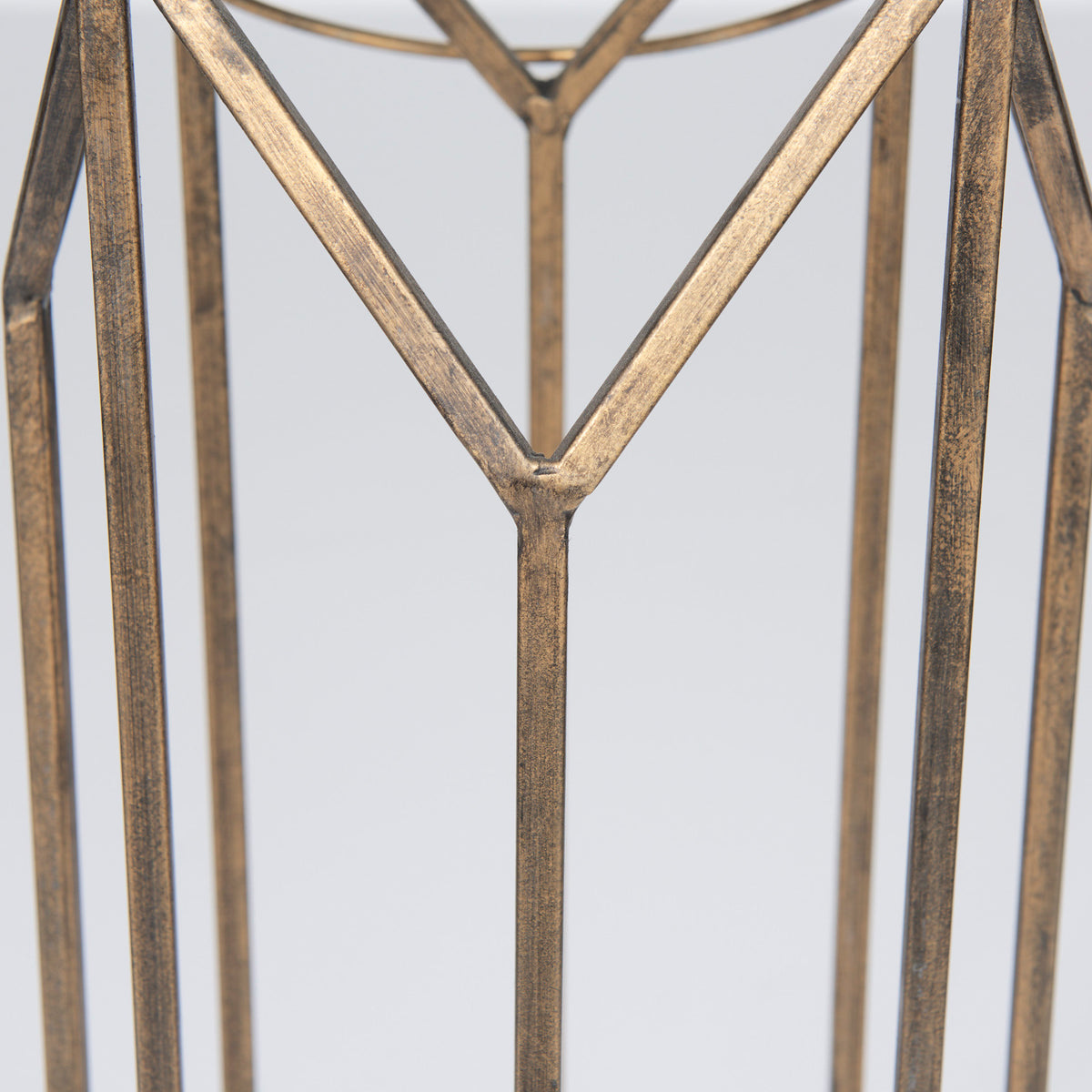 Ivy Gold Small Metal Geometric Cage Candle Holder Lantern - Ornate Home