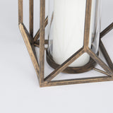 Ivy Gold Small Metal Geometric Cage Candle Holder Lantern - Ornate Home
