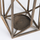 Ivy Gold Small Metal Geometric Cage Candle Holder Lantern - Ornate Home