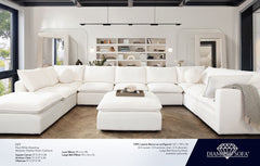 Ivy White Faux Shearling Reversible 4-Pc Sectional - Ornate Home