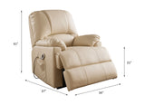 Ixora Beige PU Recliner w/Power Lift & Massage - Ornate Home