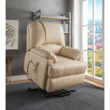 Ixora Beige PU Recliner w/Power Lift & Massage - Ornate Home