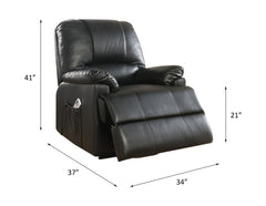 Ixora Black PU Recliner w/Power Lift & Massage - Ornate Home